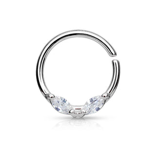 Anello Piercing Zirconi taglio marquise Pieghevole