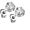 Stud Earring 316L Round Cubic Zirconia Stud Earring 1 Pair