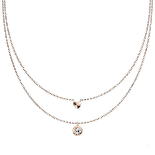 Collier Bille et Cœur Superposé Zircone
