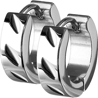 Earring 316L Hinged Hoop Earring Diamond Cut 1 Pair Clicker