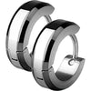 Earring 316L Hoop Earring Beveled Edges Brushed Steel Center 1 Pair Clicker