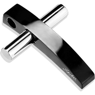 Pendant 316L Pendant Two Tone Black Silver Cross