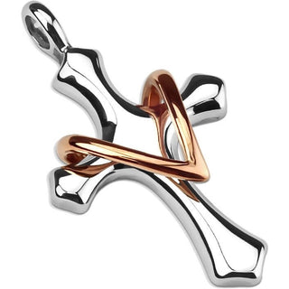 Croce Argento con Oro rosa