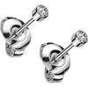 Titanium Stud Earring Titan Earring Studs Bezel Setting Cubic Zirconia 1 Pair