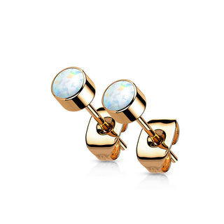 Titane Bouton d'Oreille Opale Ronde