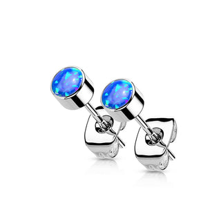 Titane Bouton d'Oreille Opale Ronde