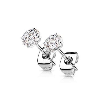 Titane Bouton d'Oreille Zircone Ronde