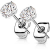 Titanium Stud Earring Titan Earring Studs Prong Setting Round Cubic Zirconia 1 Pair