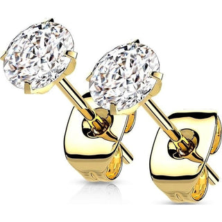 Titanium Stud Earring Titan Earring Studs Prong Setting Round Cubic Zirconia 1 Pair