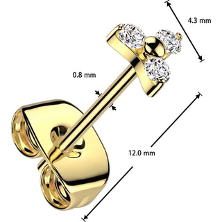 Titanium Stud Earring Trinity zirconia