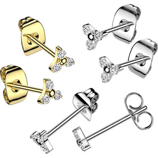 Titanium Stud Earring Trinity zirconia