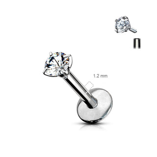 Titanium Labret Zirconia Round Internally Threaded