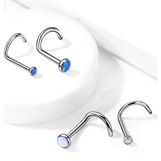 Titanium Nose Screw Opal Round