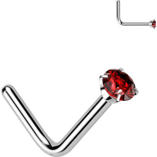 Titanium Nose L-Shape Zirconia Round Silver