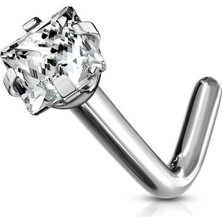 Titanium Nose L-Shape Square Zirconia Silver
