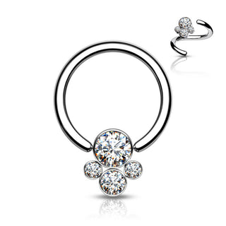 Titanium Ring 4 Zirconia Silver Captive Bead