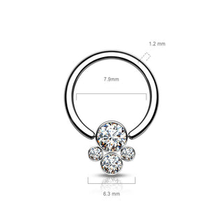 Titanium Ring 4 Zirconia Silver Captive Bead