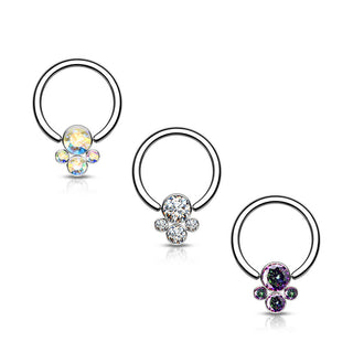 Titanium Ring 4 Zirconia Silver Captive Bead