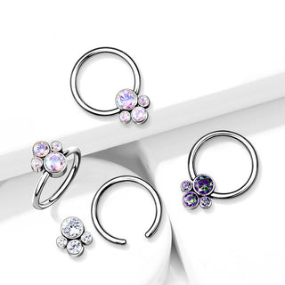Titanium Ring 4 Zirconia Silver Captive Bead