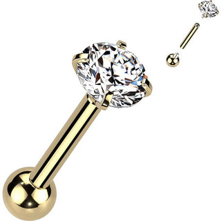 Titanium Barbell Zirconia Silver Internally Threaded