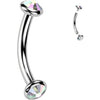 Titanium Curved Barbell zirconia opal Internally Threaded