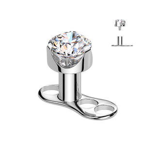 Tytan microdermal 2.5mm cyrkonia w łapkach gwint wewnętrzny