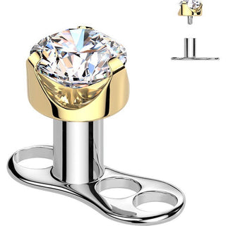 Titanium Dermal Anchor 2.5mm rise zirconia prong setting Internally Threaded