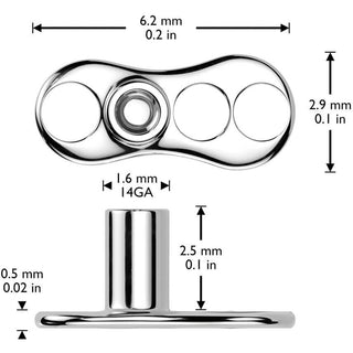 Tytan microdermal 2.5mm cyrkonia w łapkach gwint wewnętrzny