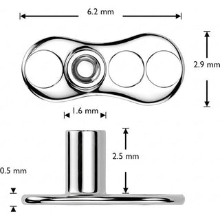 Titanium Dermal Anchor 3 holes natural stone Internally Threaded