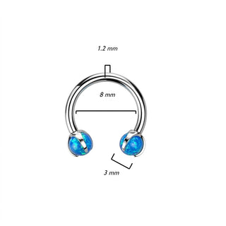 Titanium Horseshoe Ball Opal Internally Threaded