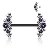 Titanium Nipple Piercing 3 Zirconia Cluster Silver Internally Threaded