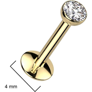 Titanium Labret Zirconia Silver Internally Threaded
