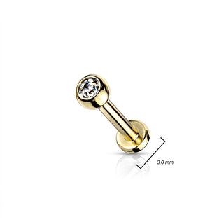 Titanium Labret Ball Zirconia Internally Threaded