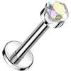 Titan Labret Runder Zirkonia Zargenfassung Innengewinde