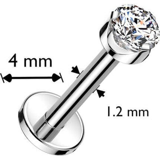 Titan Labret Runder Zirkonia Zargenfassung Innengewinde