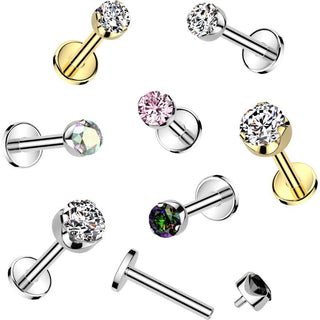 Titan Labret Runder Zirkonia Zargenfassung Innengewinde