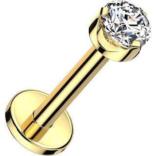 Titane Labret serti griffe rond Zircone Filetage Interne
