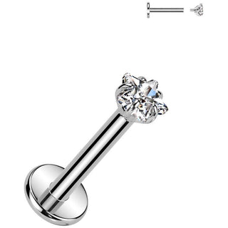 Titan Labret Stern Zirkonia Krappenfassung Innengewinde