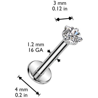 Titan Labret Stern Zirkonia Krappenfassung Innengewinde