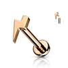 Titanium Labret Lightning Bolt Flat Internally Threaded