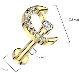 Titanium Labret moon zirconia Internally Threaded