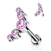 Titanio Labret 5 Circonita Plana Plata Rosca interna Labret