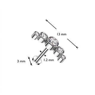 Titanium Labret 5 Zirconia Flat Silver Internally Threaded