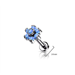 Titanium Labret Flower Opal Silver Internally Threaded
