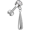 Titane Labret Pendentif Larme Zircone Filetage Interne