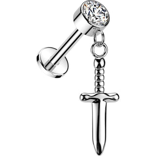 Titan Labret Zirkonia Schwert Anhänger Innengewinde