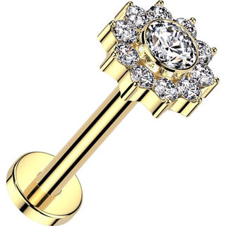 Titane Labret fleur zircone Filetage Interne