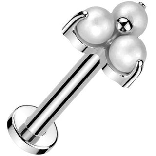 Tytan labret perła w łapkach trójkąt gwint wewnętrzny