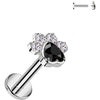 Titan Labret Pfote Zirkonia Innengewinde