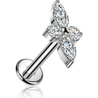 Titanium Labret flower zirconia Internally Threaded
